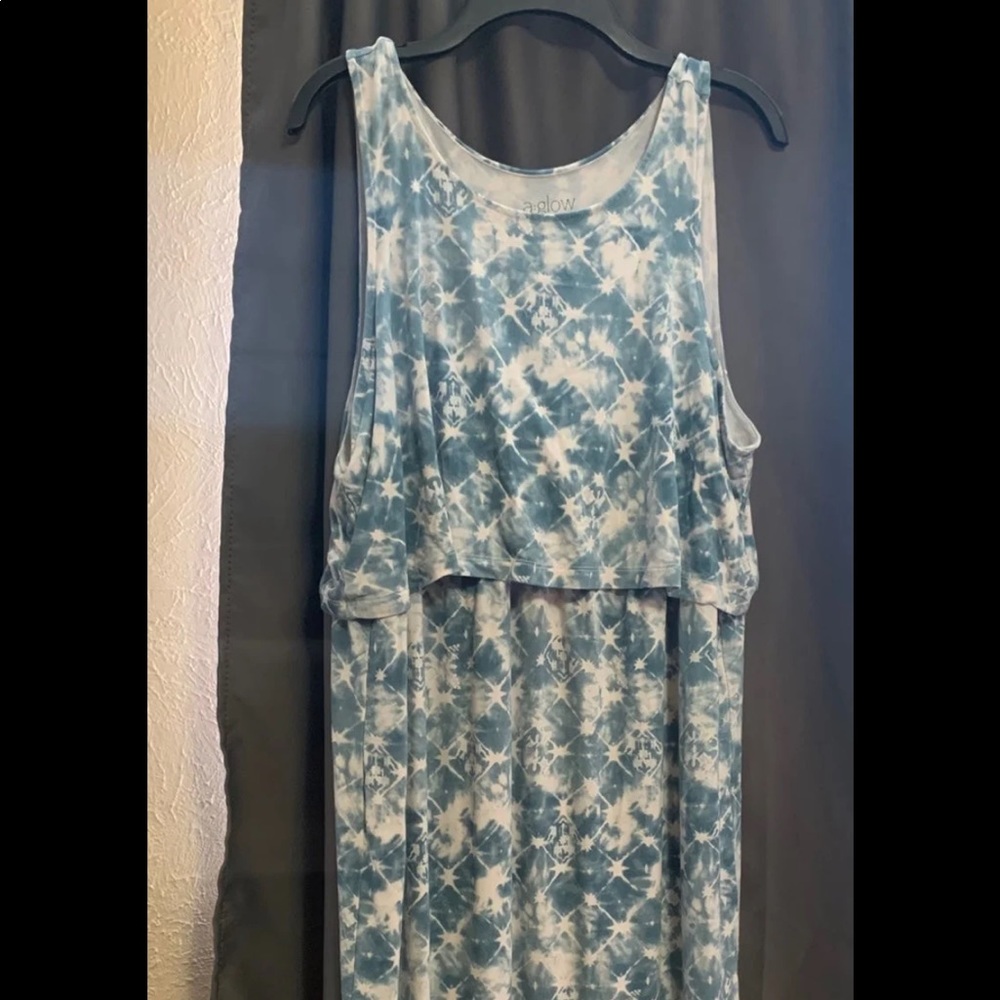 Long blue maternity and nursing dress XXL